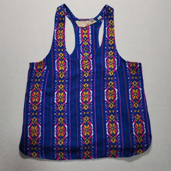 Jen's Pirate Booty for Free People Embroidered Tank Royal Blue Tribal Size M / L - Picture 1 of 6
